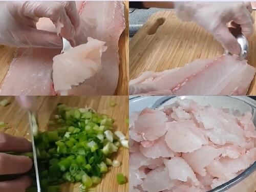 sơ chế nguyên liệu làm chả cá chiên