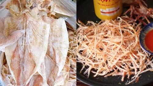 Mực khô loại 1 thân dày xé sợi mềm ngọt sau khi nướng
